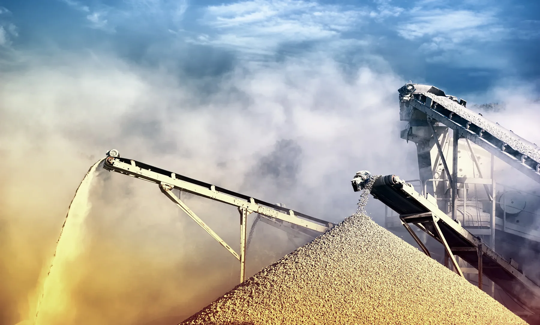 Industrial site — conveyors in operation